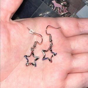 Star Shaped Earrings with Red and Blue Accents